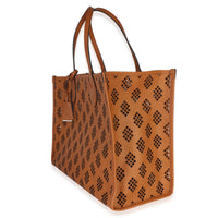 Gucci Brown GG Debossed Calfskin Diamond Cutout Medium Tote Handbag 2