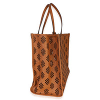 Gucci Brown GG Debossed Calfskin Diamond Cutout Medium Tote Handbag 3