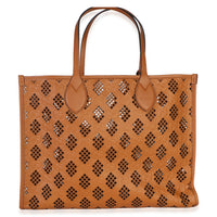 Gucci Brown GG Debossed Calfskin Diamond Cutout Medium Tote Handbag 4