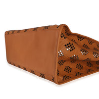 Gucci Brown GG Debossed Calfskin Diamond Cutout Medium Tote Handbag 6