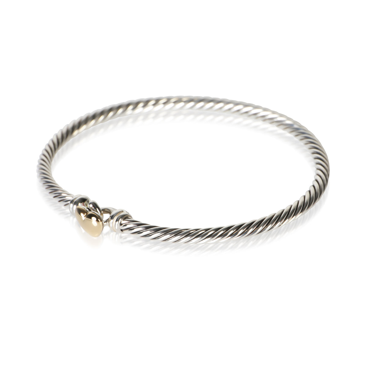 David Yurman Yellow Gold & Sterling Silver Cable Heart Bracelet 2