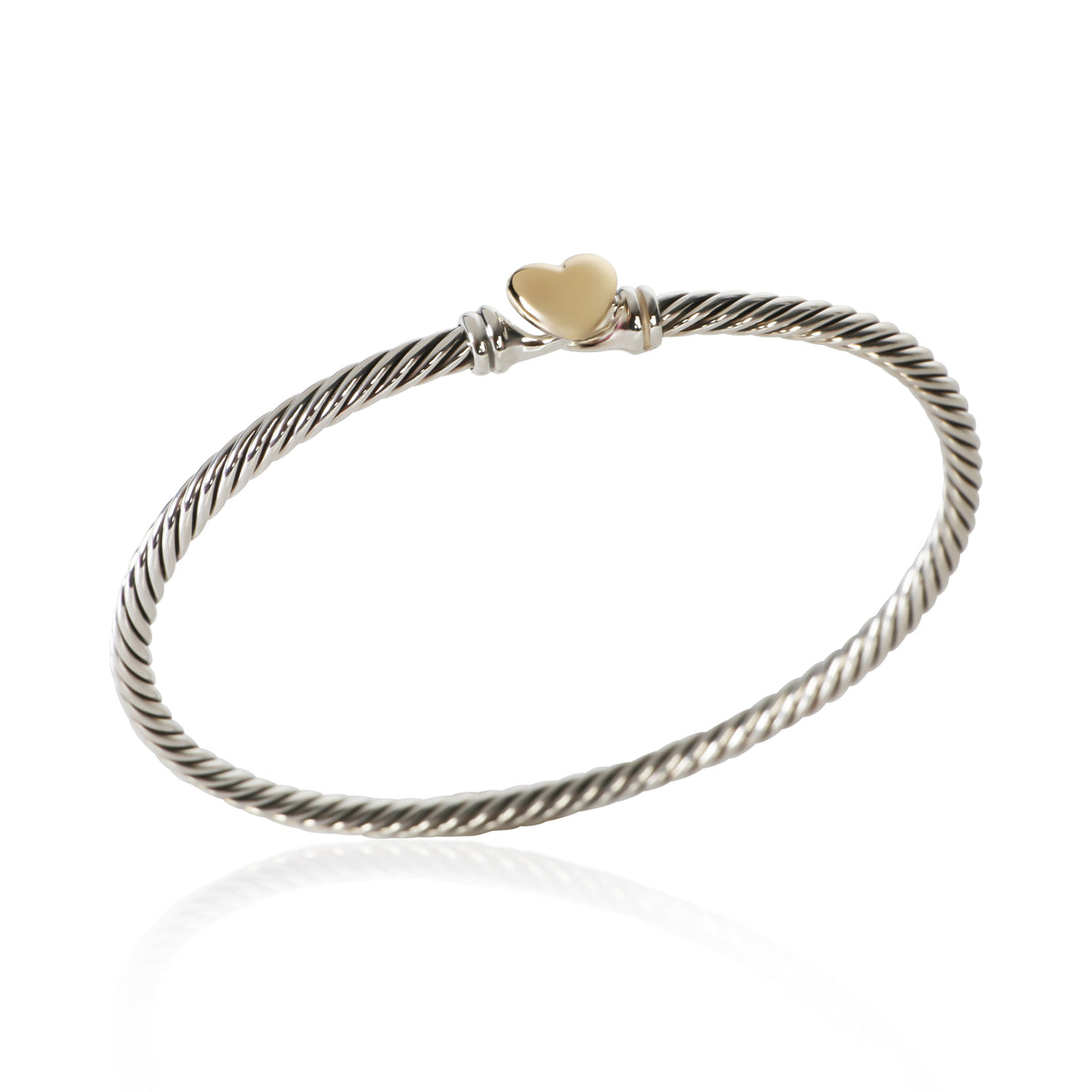 David Yurman Yellow Gold & Sterling Silver Cable Heart Bracelet 4