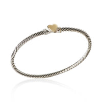 David Yurman Yellow Gold & Sterling Silver Cable Heart Bracelet 4