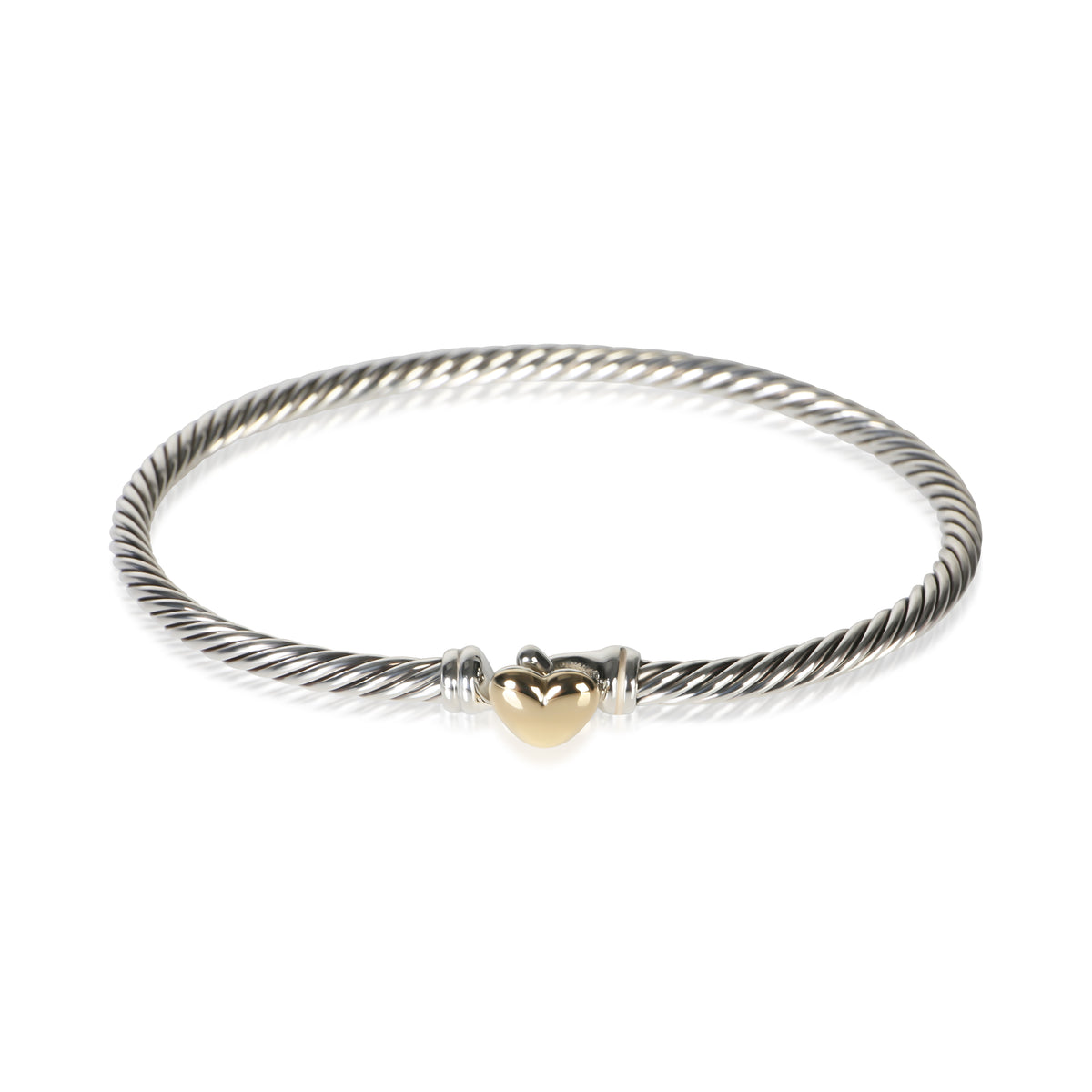 David Yurman Yellow Gold & Sterling Silver Cable Heart Bracelet fv