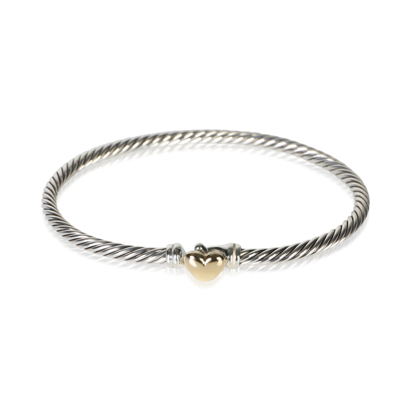 David Yurman Yellow Gold & Sterling Silver Cable Heart Bracelet fv
