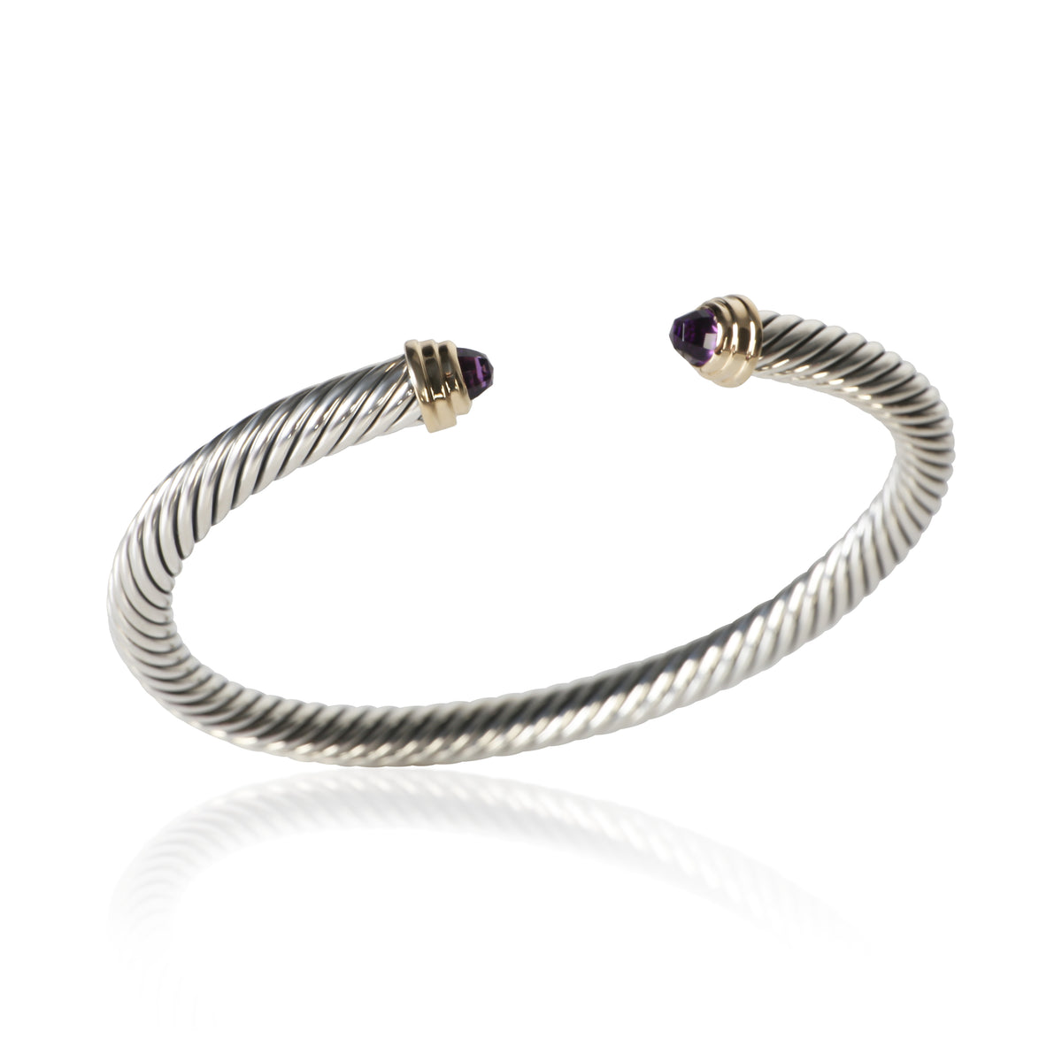 David Yurman Yellow Gold & Sterling Silver Amethyst Cable Classic Bracelet 4