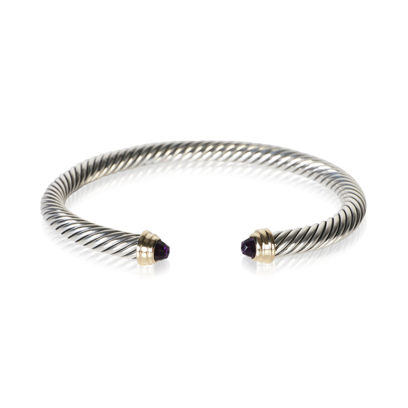 David Yurman Yellow Gold & Sterling Silver Amethyst Cable Classic Bracelet fv
