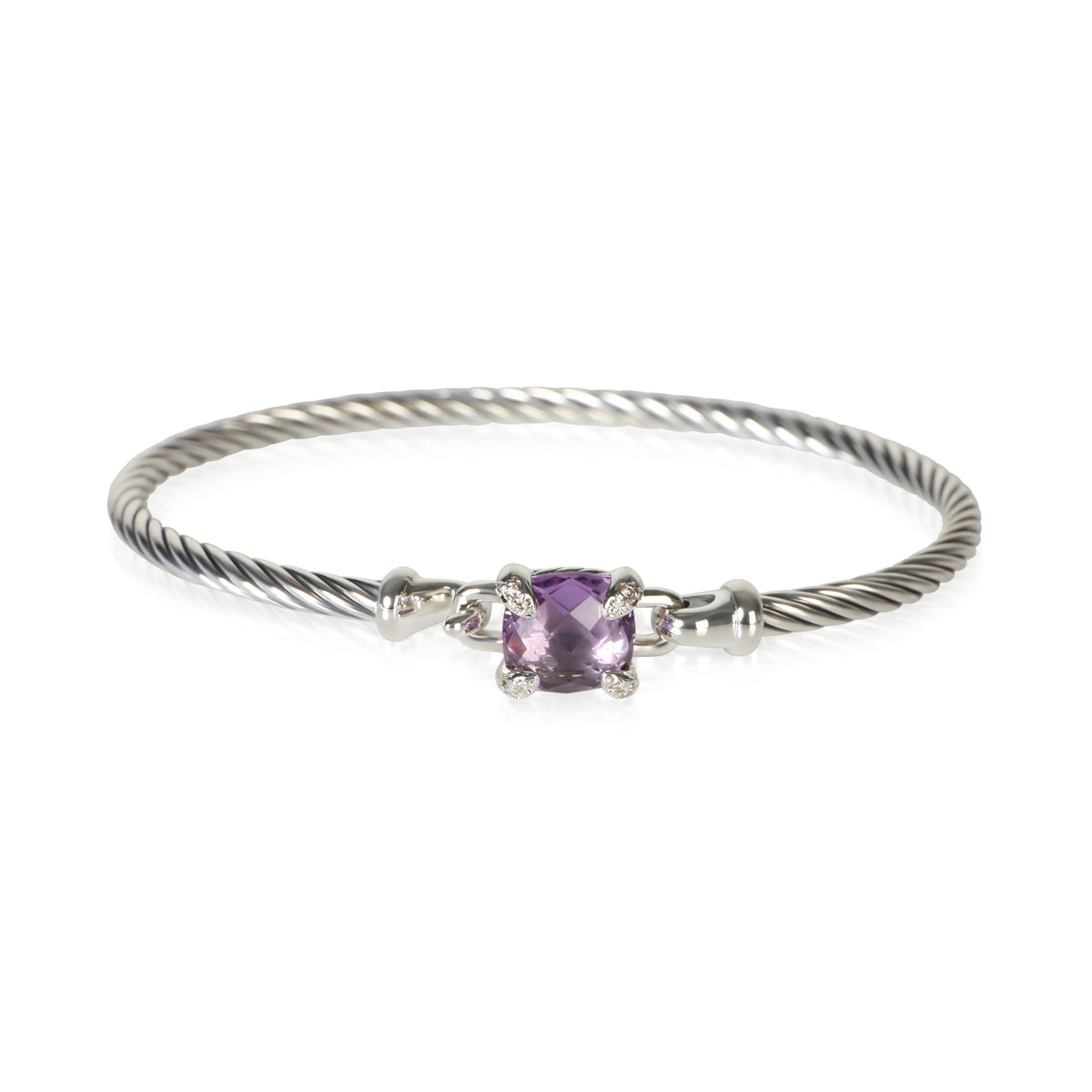 David Yurman Sterling Silver Amethyst and Diamond Chatelaine Bracelet fv