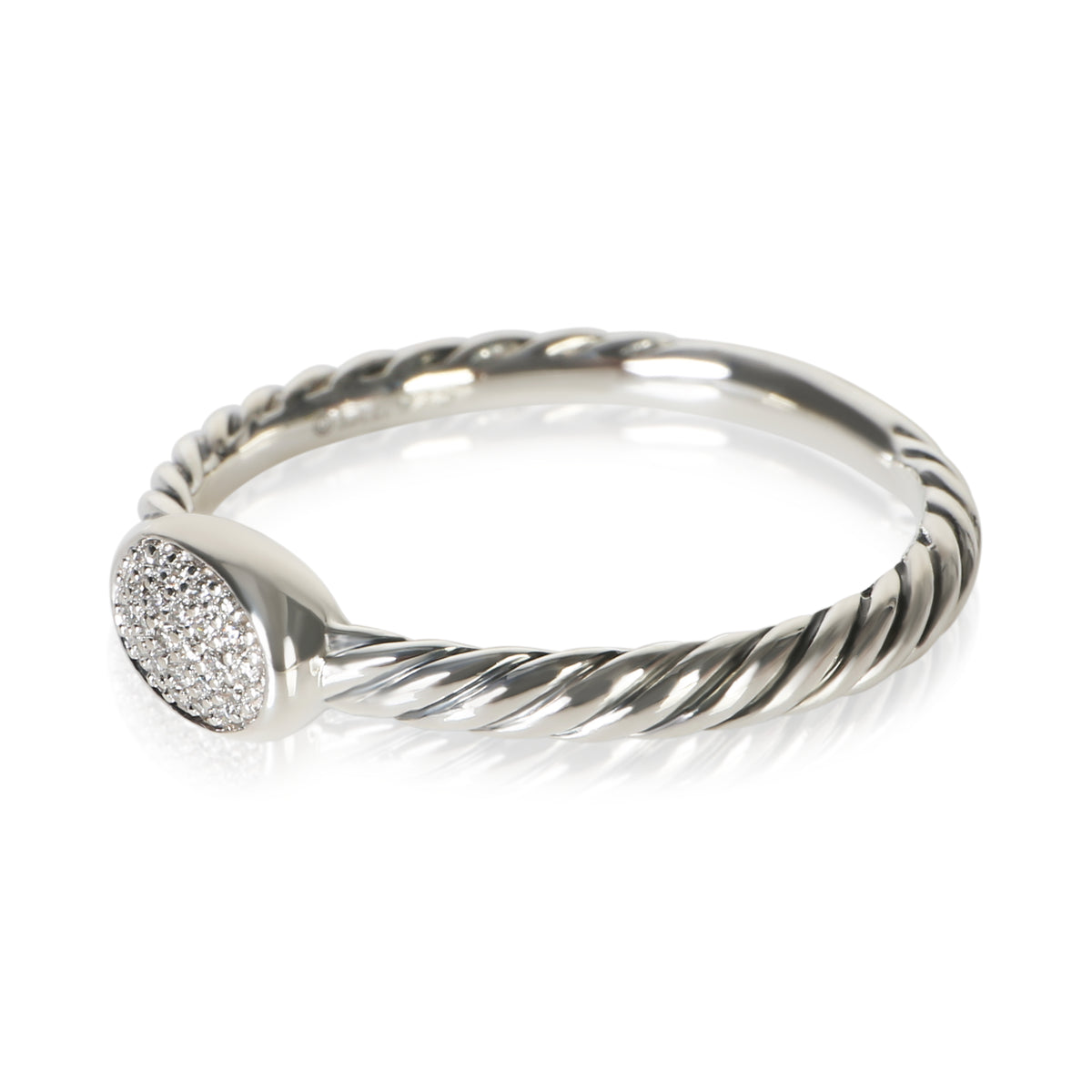 David Yurman Sterling Silver Diamond Cable Stacking Ring 2