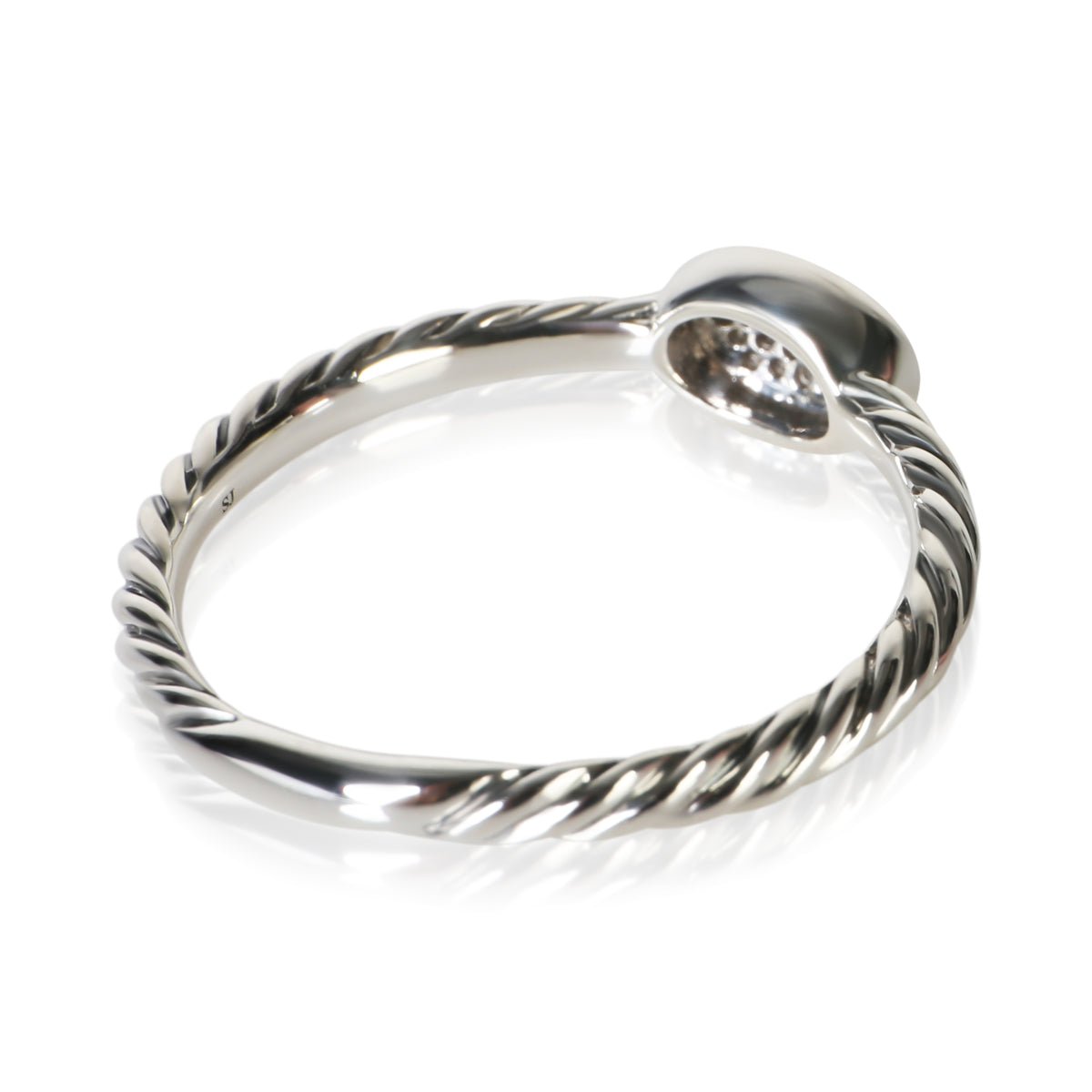 David Yurman Sterling Silver Diamond Cable Stacking Ring 3