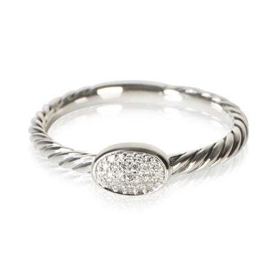 David Yurman Sterling Silver Diamond Cable Stacking Ring fv