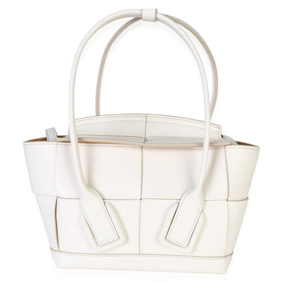 Bottega Veneta White Calfskin Maxi Intrecciato Mini Arco Handbag id