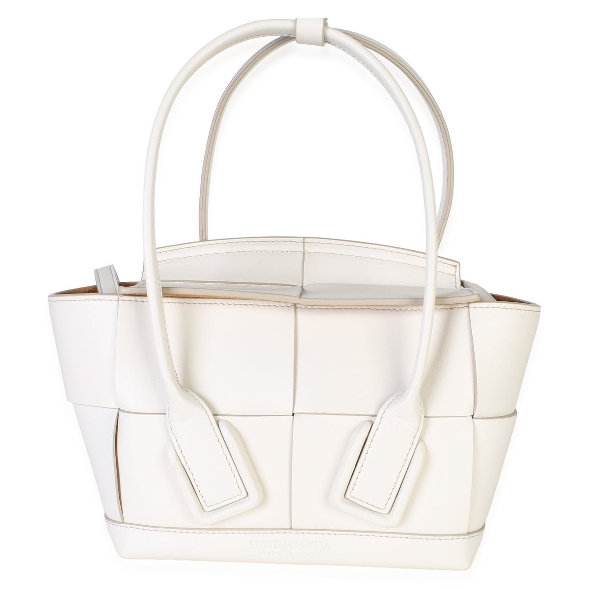 Bottega Veneta White Calfskin Maxi Intrecciato Mini Arco Handbag id