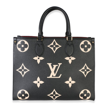 Louis Vuitton Black Beige Bicolor Giant Monogram Empreinte Onthego MM Handbag id
