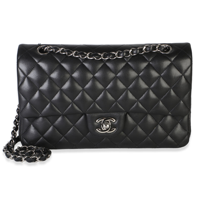 Chanel Black Quilted Lambskin Medium Classic Double Flap Bag Handbag id
