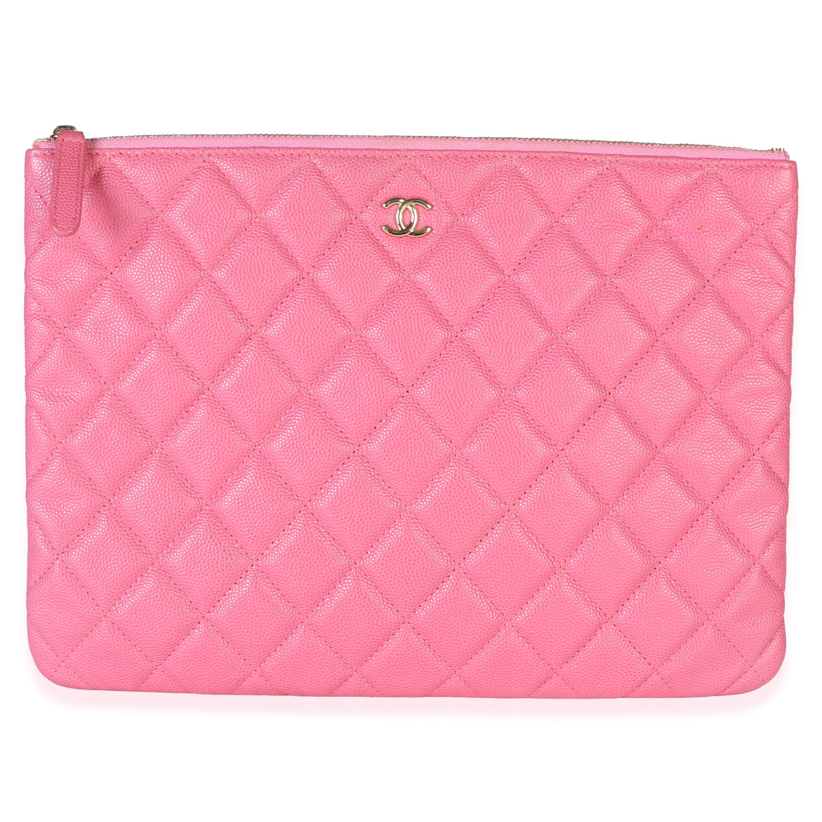Chanel Pink Quilted Caviar Medium O Case Clutch Handbag id