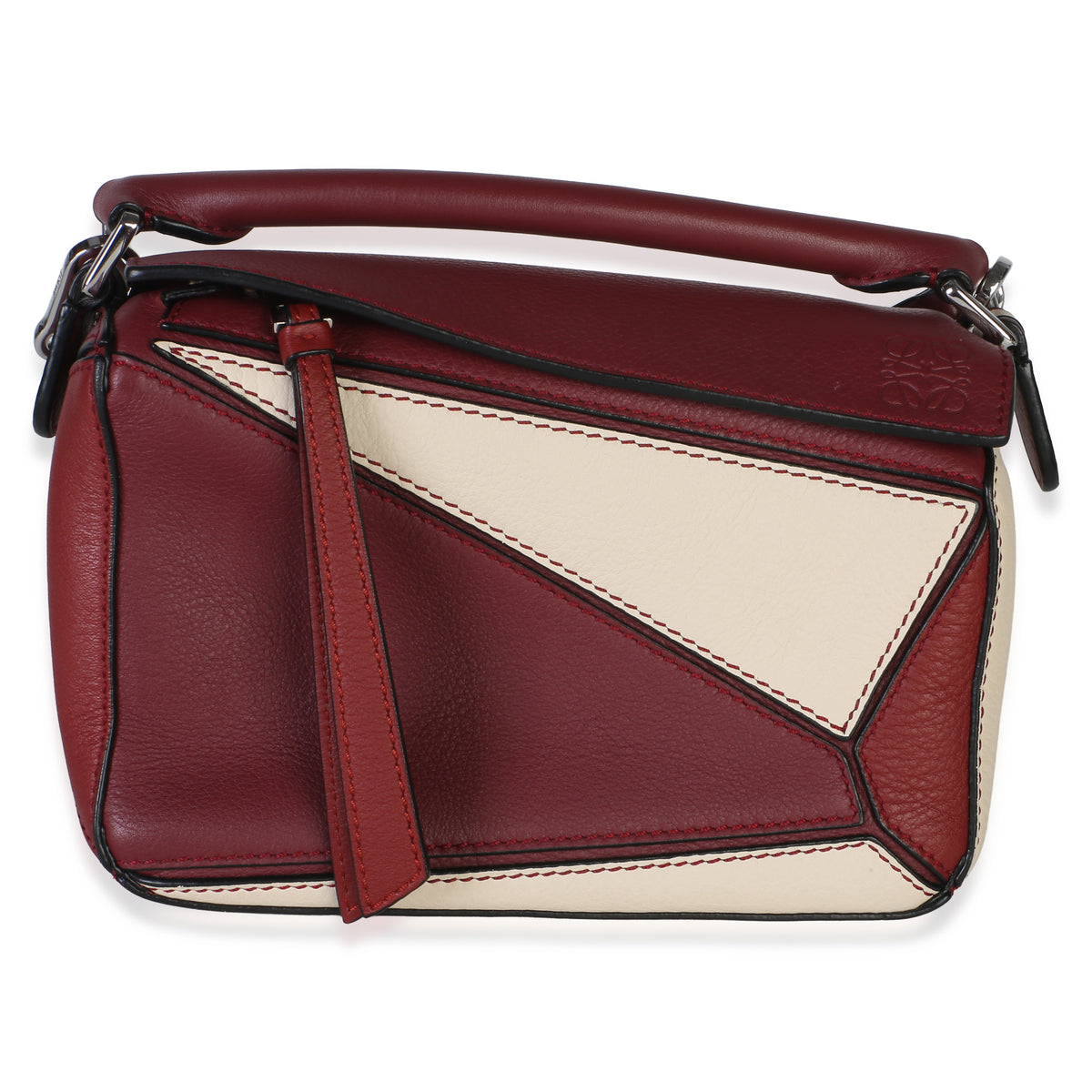 Loewe Wine Garnet Tricolor Calfskin Mini Puzzle Bag Handbag id
