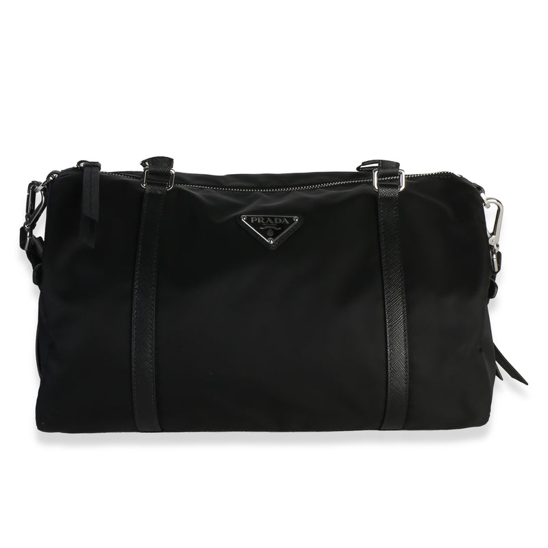 Prada Black Re Nylon Large Duffle Handbag id