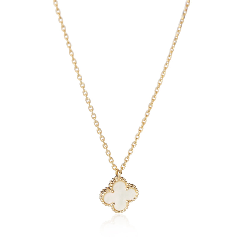 Van Cleef & Arpels Yellow Gold Mother Of Pearl Sweet Alhambra Pendant fv
