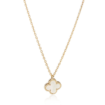 Van Cleef & Arpels Yellow Gold Mother Of Pearl Sweet Alhambra Pendant fv
