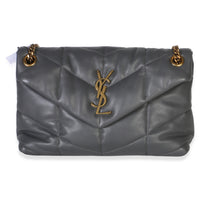 Saint Laurent Grey Quilted Lambskin Small Loulou Puffer Chain Satchel Handbag id