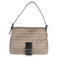 Fendi Brown Beige Zucchino Canvas Mama Baguette Handbag id