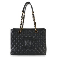 Chanel Black Quilted Caviar Grand Shopping Tote Handbag id