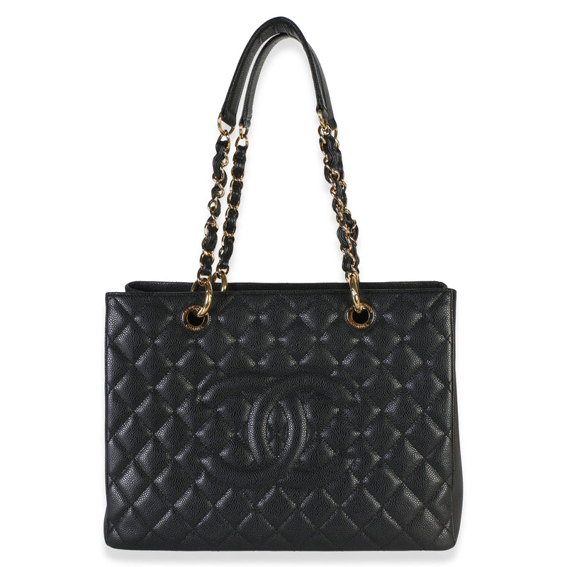Chanel Black Quilted Caviar Grand Shopping Tote Handbag id