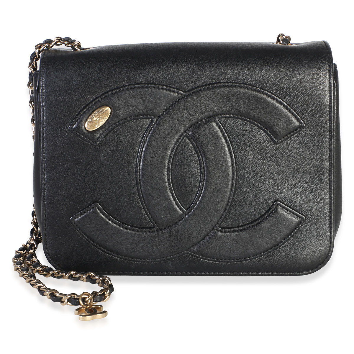 Chanel Black Lambskin CC Mania Flap Bag Handbag id