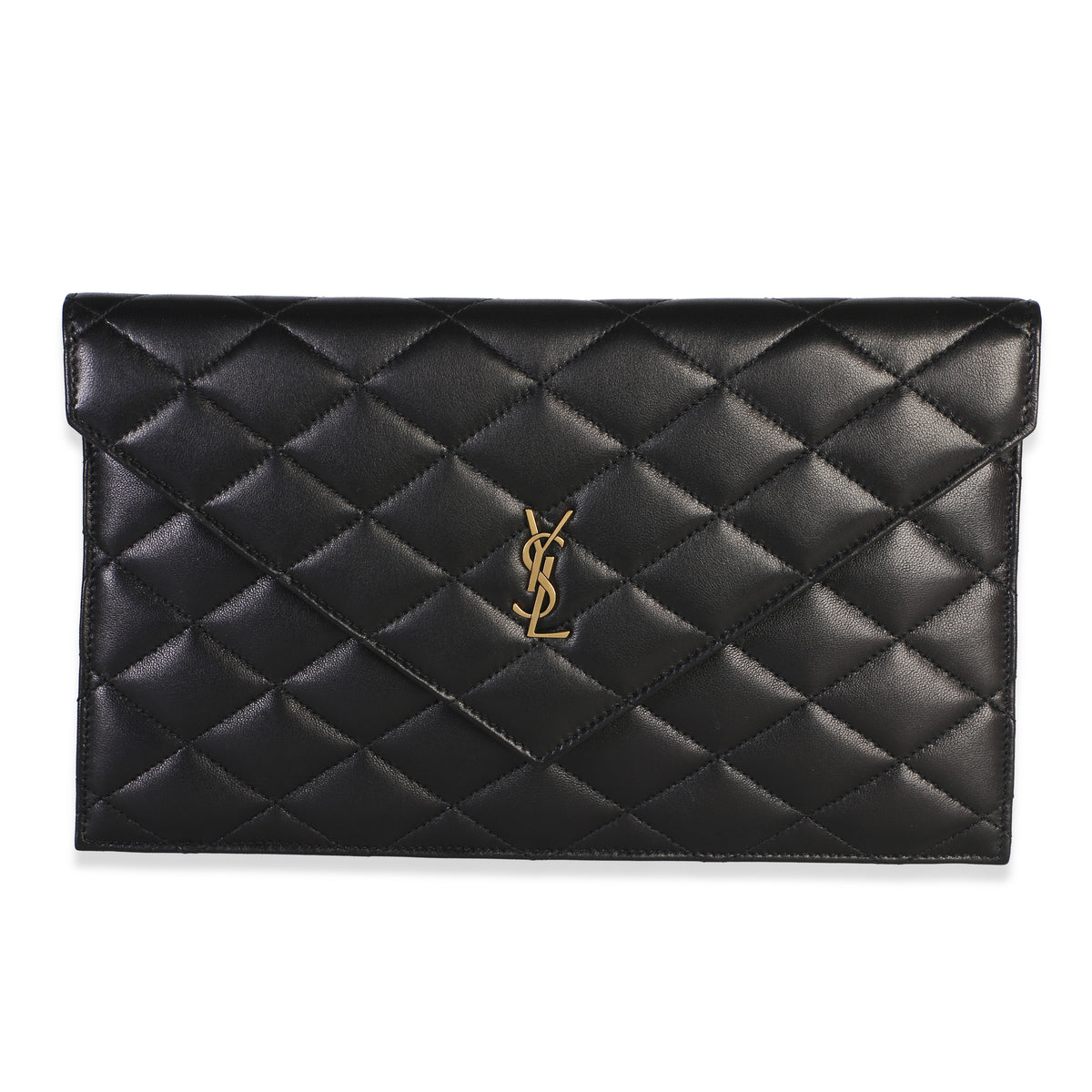 Saint Laurent Black Matelasse Lambskin Paris Pouch Handbag id