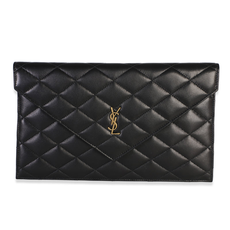 Saint Laurent Black Matelasse Lambskin Paris Pouch Handbag id