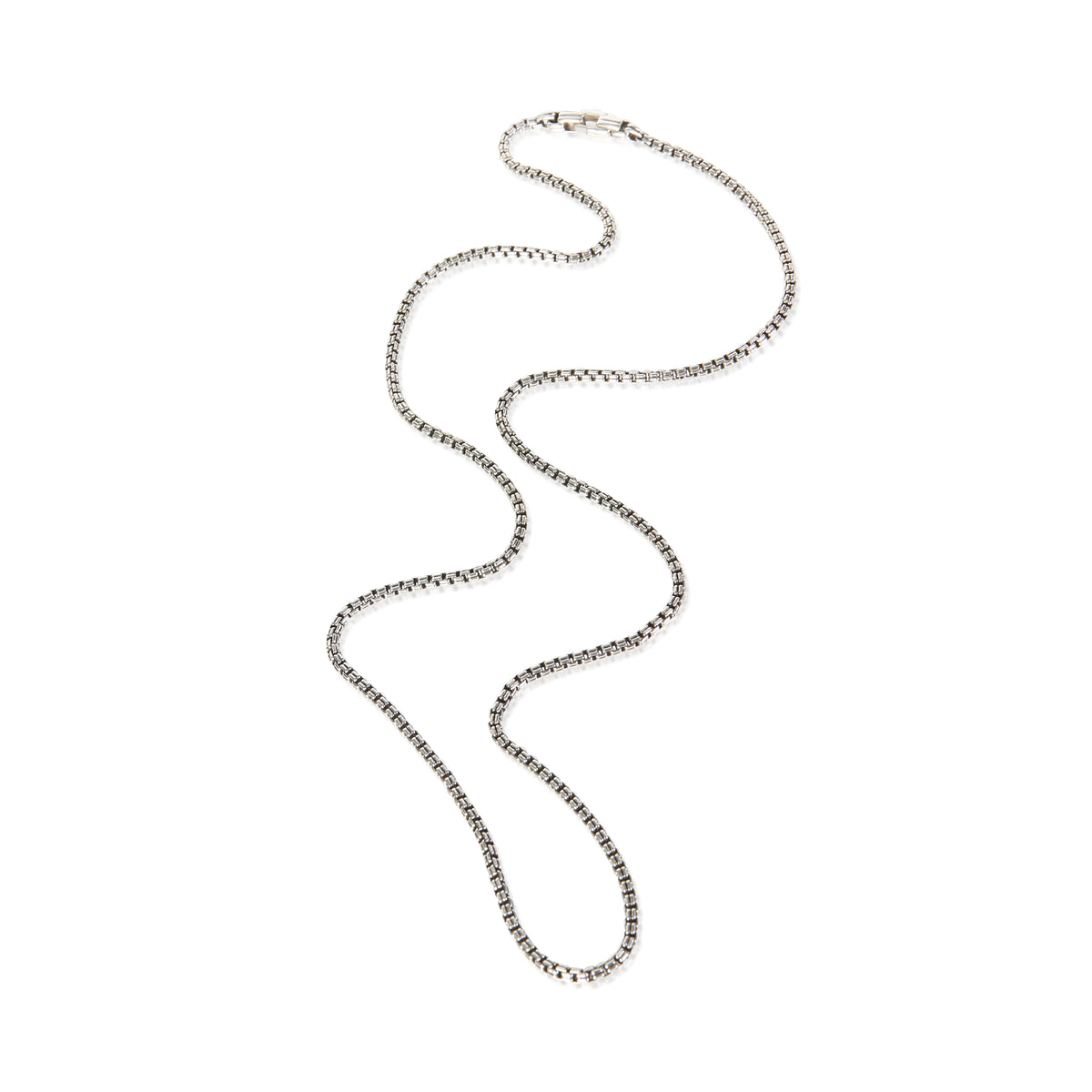 David Yurman Sterling Silver Double Box Chain Necklace 3