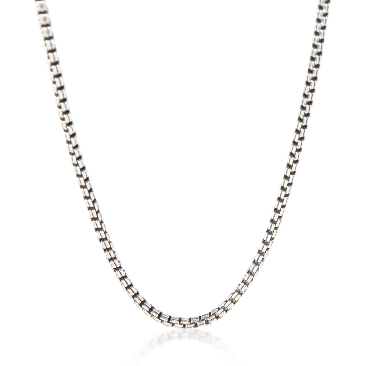 David Yurman Sterling Silver Double Box Chain Necklace fv