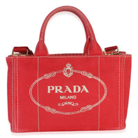 Prada Red Canvas Small Canapa Tote Handbag id