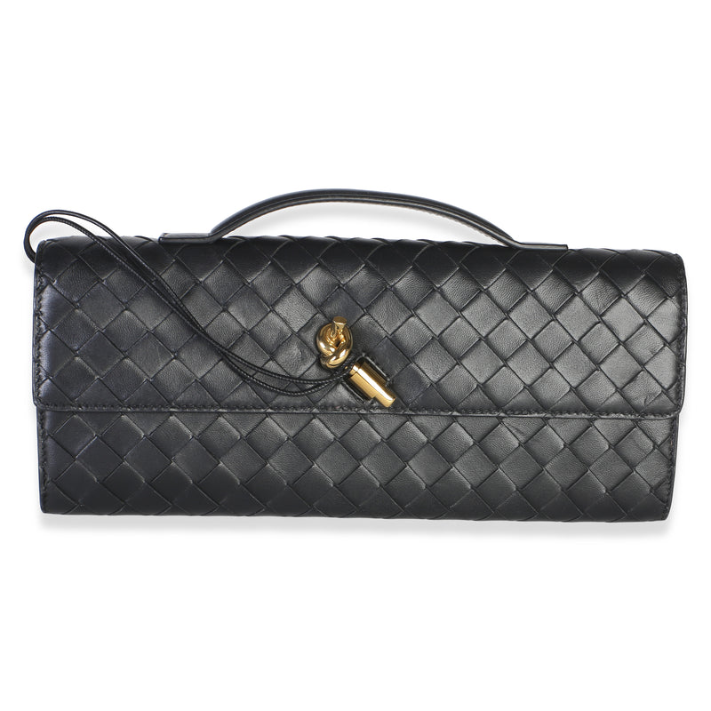Bottega Veneta Black Intrecciato Nappa Andiamo Long Clutch Handbag id