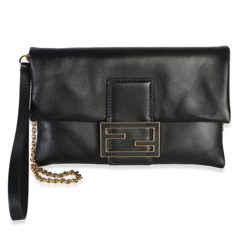 Fendi Black Nappa Mamma Baguette Pouch Handbag id