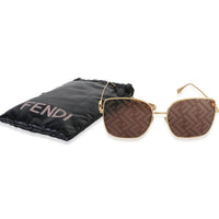 Fendi Gold FF Square Mirror Lens Baguette Square Sunglasses id