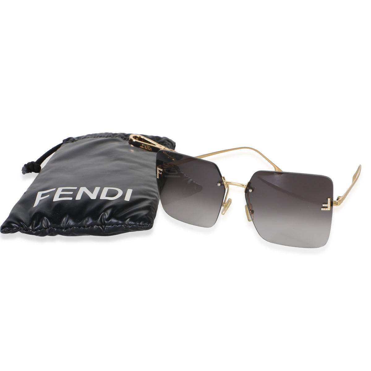 Fendi Grey Gradient Lens  First Crystal Square Sunglasses id