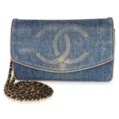 Chanel Blue Denim Timeless Classic Wallet On Chain Handbag id