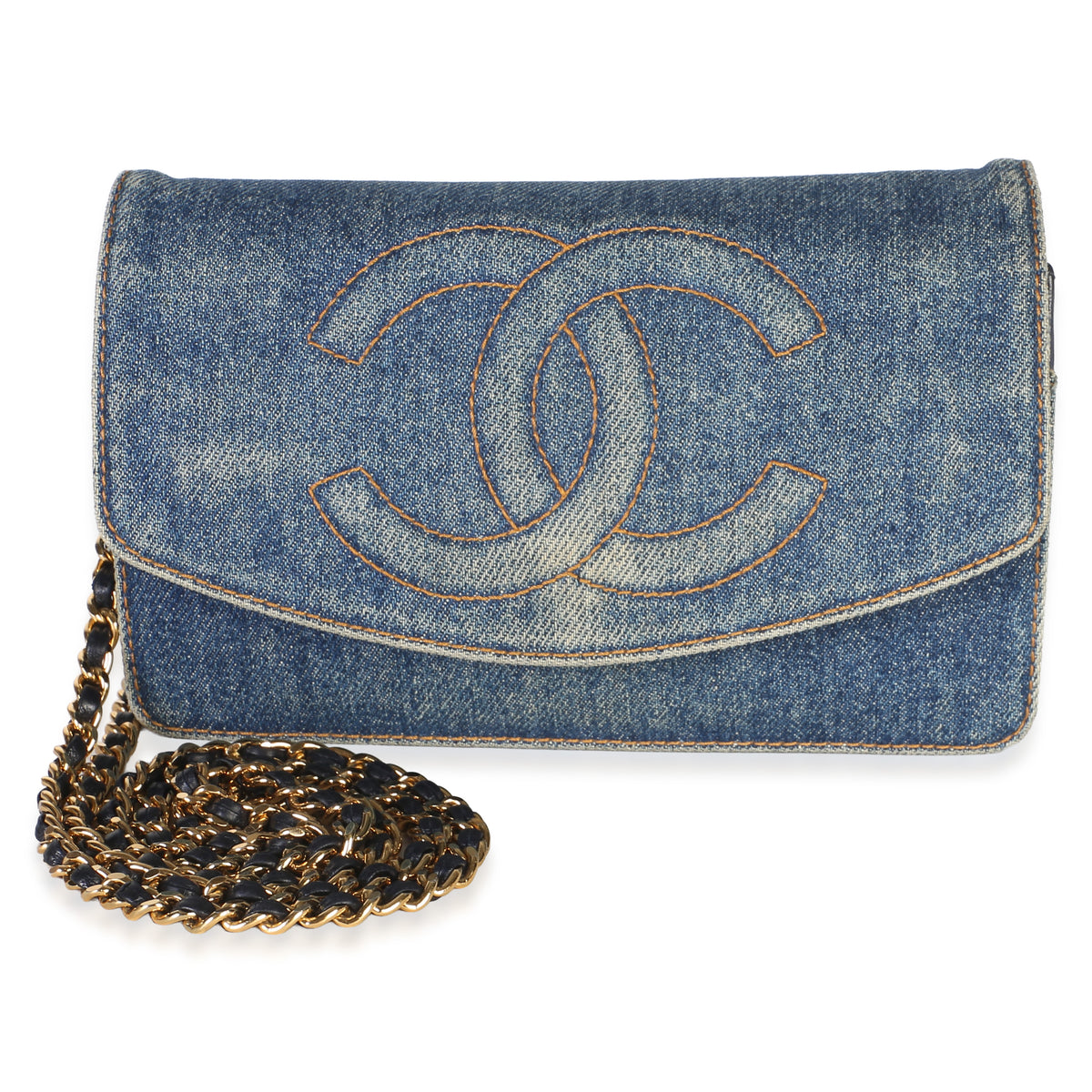 Chanel Blue Denim Timeless Classic Wallet On Chain Handbag id