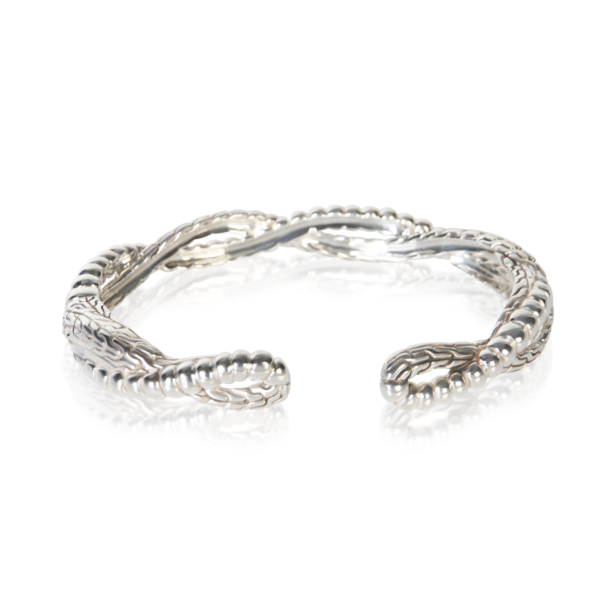 John Hardy Sterling Silver Twisted Hinged Cuff Bracelet 3