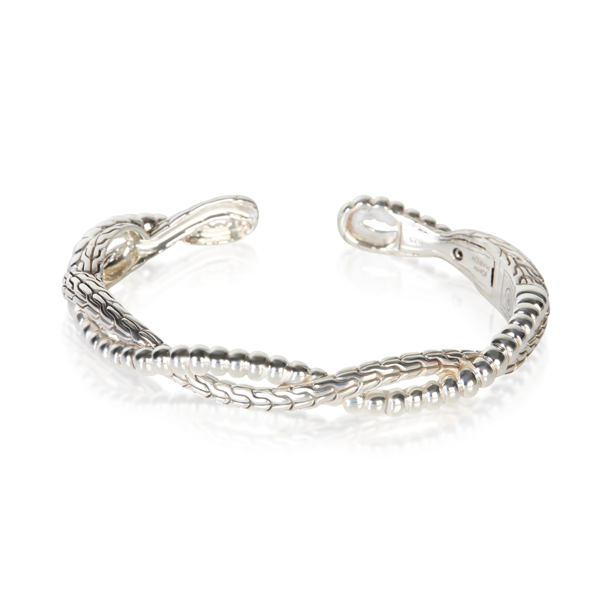 John Hardy Sterling Silver Twisted Hinged Cuff Bracelet fv
