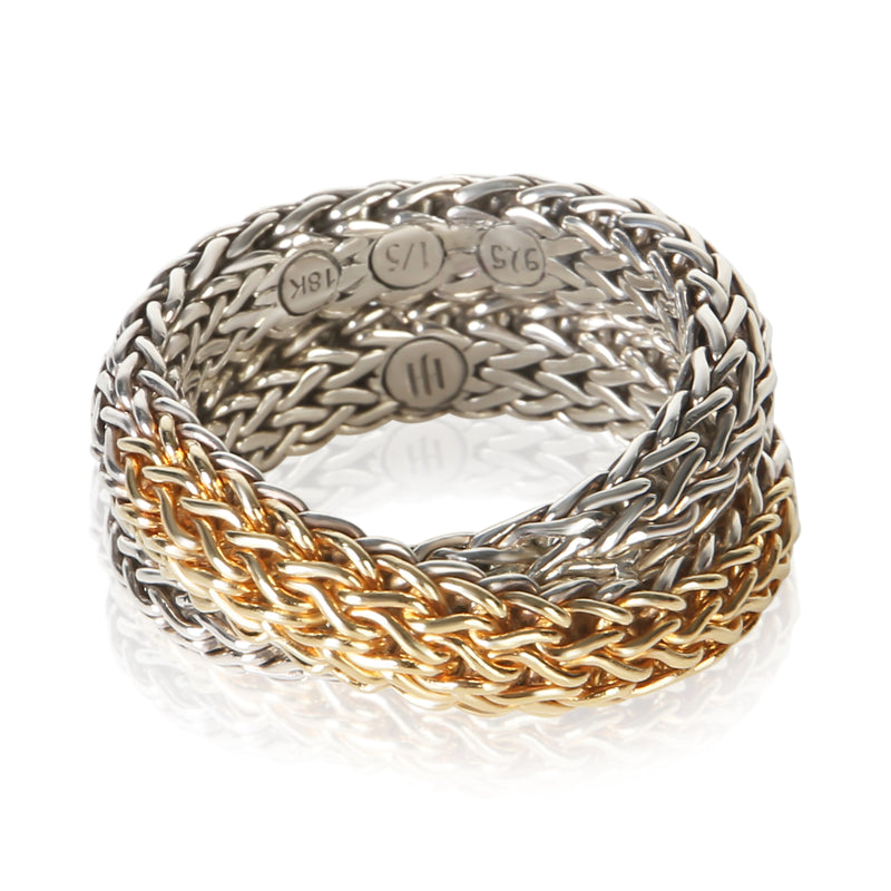 John Hardy 1/5 18K Yellow Gold & Sterling Silver Classic Chain Ring fv
