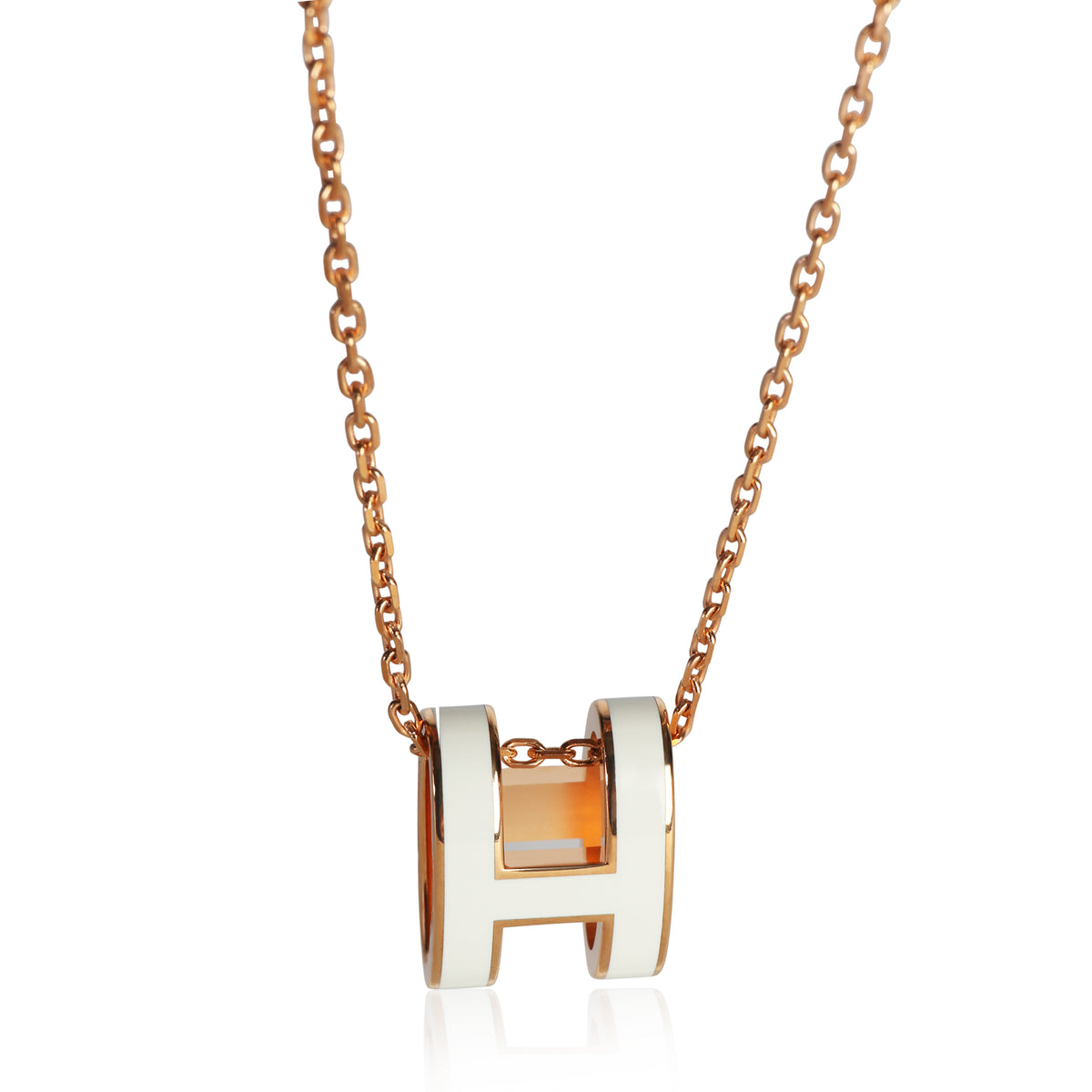 Hermès Gold Plated Pop H In Marron Glace Pendant fv