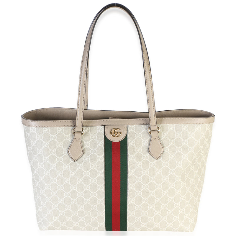 Gucci White GG Supreme Canvas Medium Ophidia Shopping Tote Handbag id