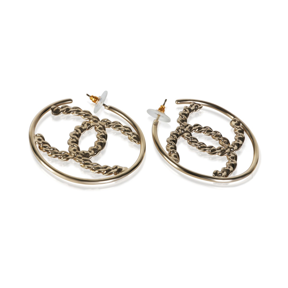 Chanel Gold Plated 2020 Large CC Hoop Earrings 3