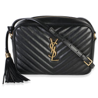 Saint Laurent Black Calfskin Matelasse Lou Camera Bag Handbag id
