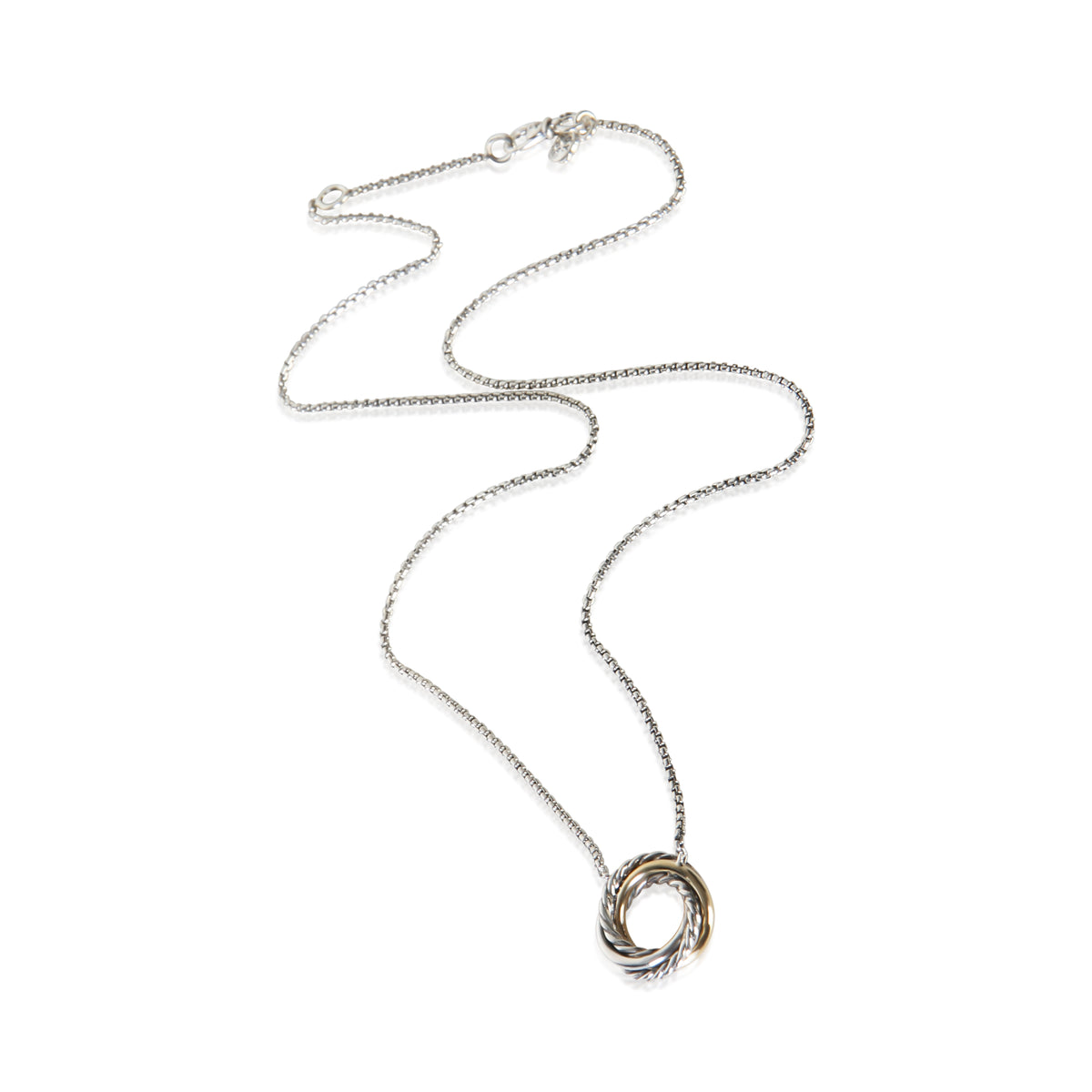David Yurman Yellow Gold & Sterling Silver Crossover Necklace 3