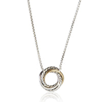 David Yurman Yellow Gold & Sterling Silver Crossover Necklace fv