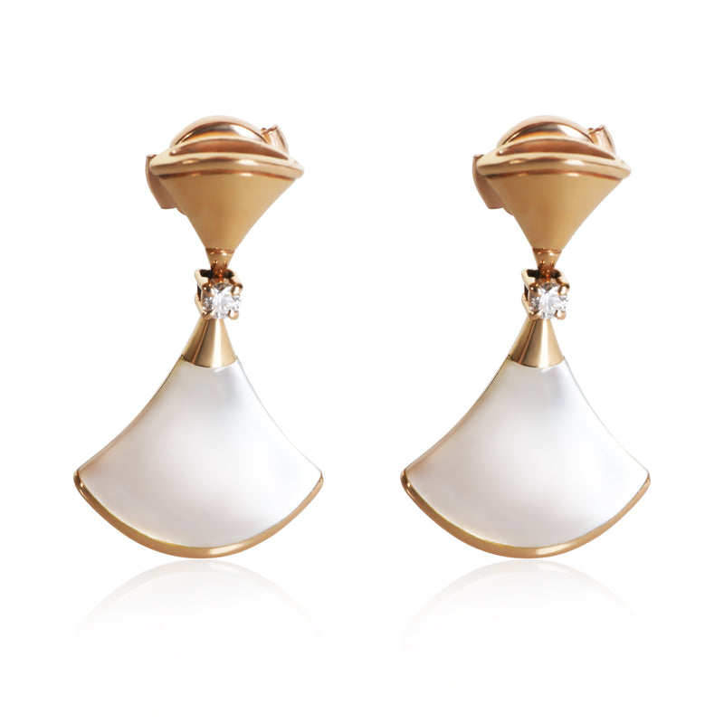 BVLGARI Rose Gold Mother Of Pearl and Diamond Diva's Dream Earrings fv